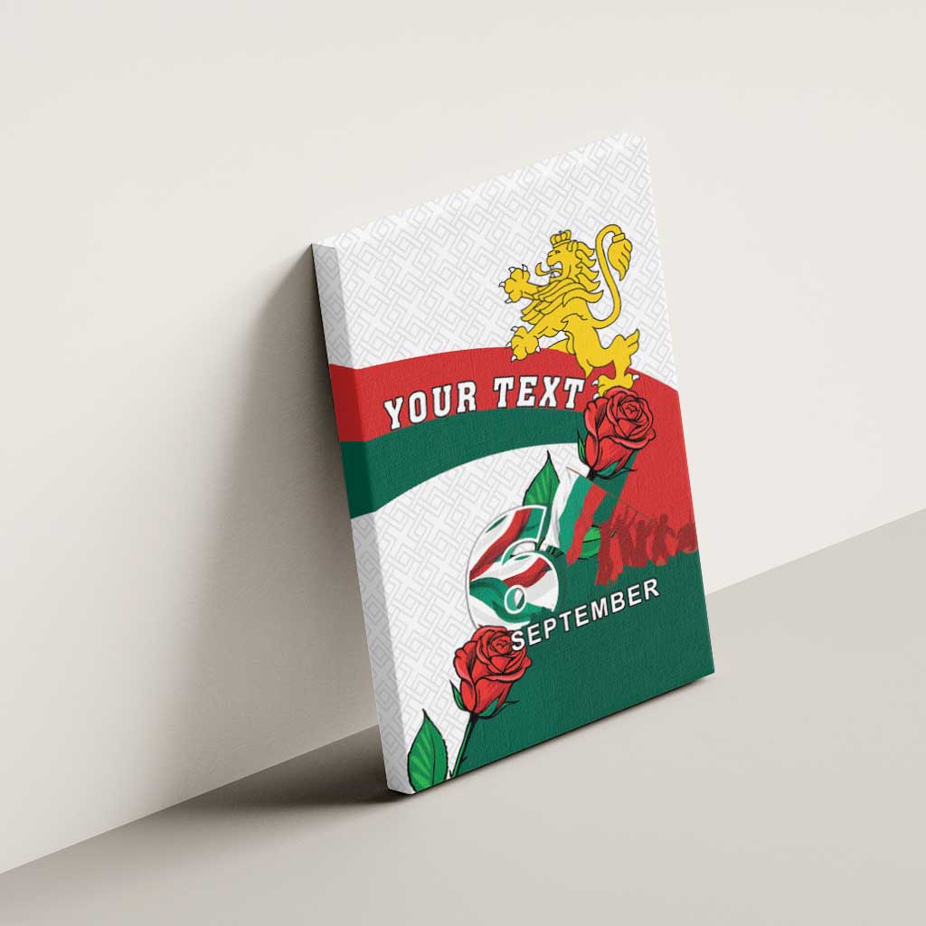 Personalized Bulgaria Unification Day Canvas Wall Art Lion Rampant Red Rose