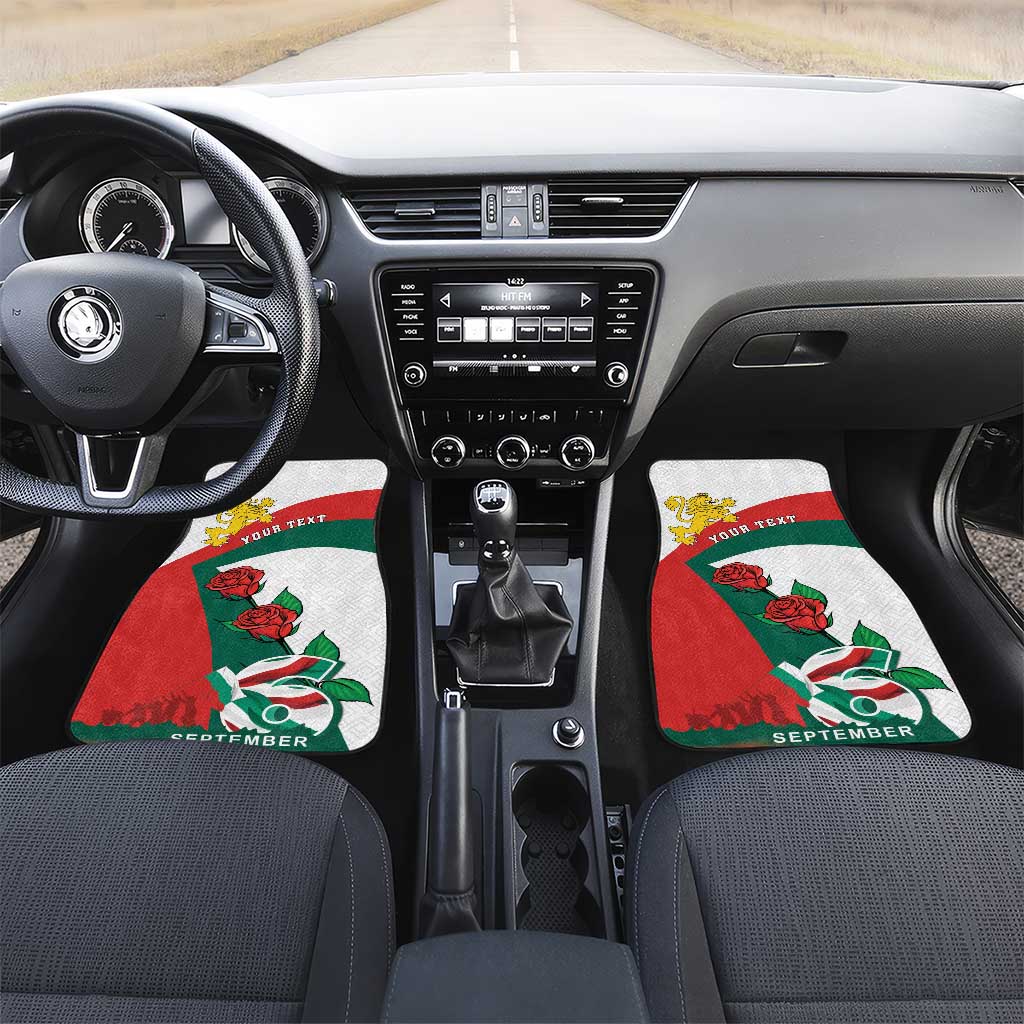 Personalized Bulgaria Unification Day Car Mats Lion Rampant Red Rose