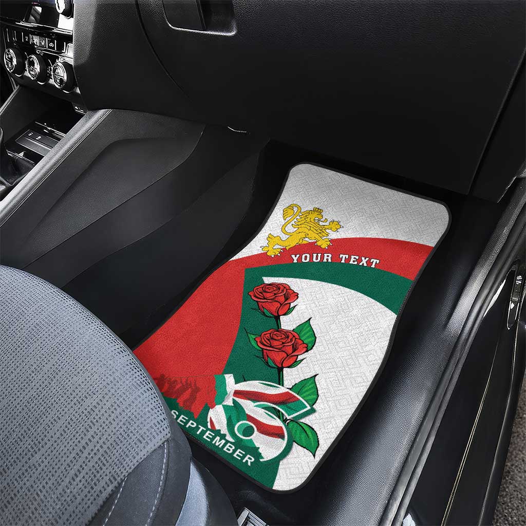 Personalized Bulgaria Unification Day Car Mats Lion Rampant Red Rose