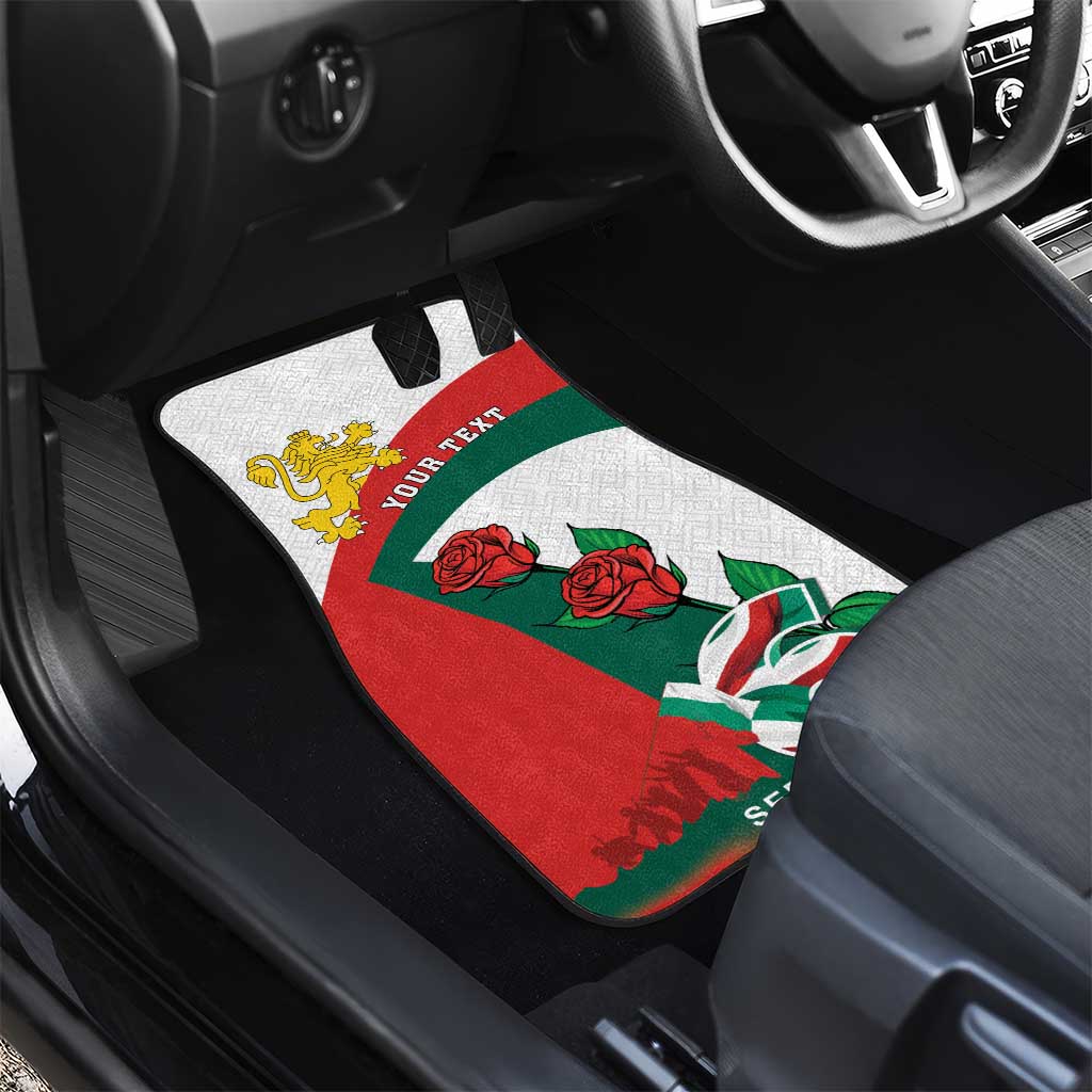 Personalized Bulgaria Unification Day Car Mats Lion Rampant Red Rose