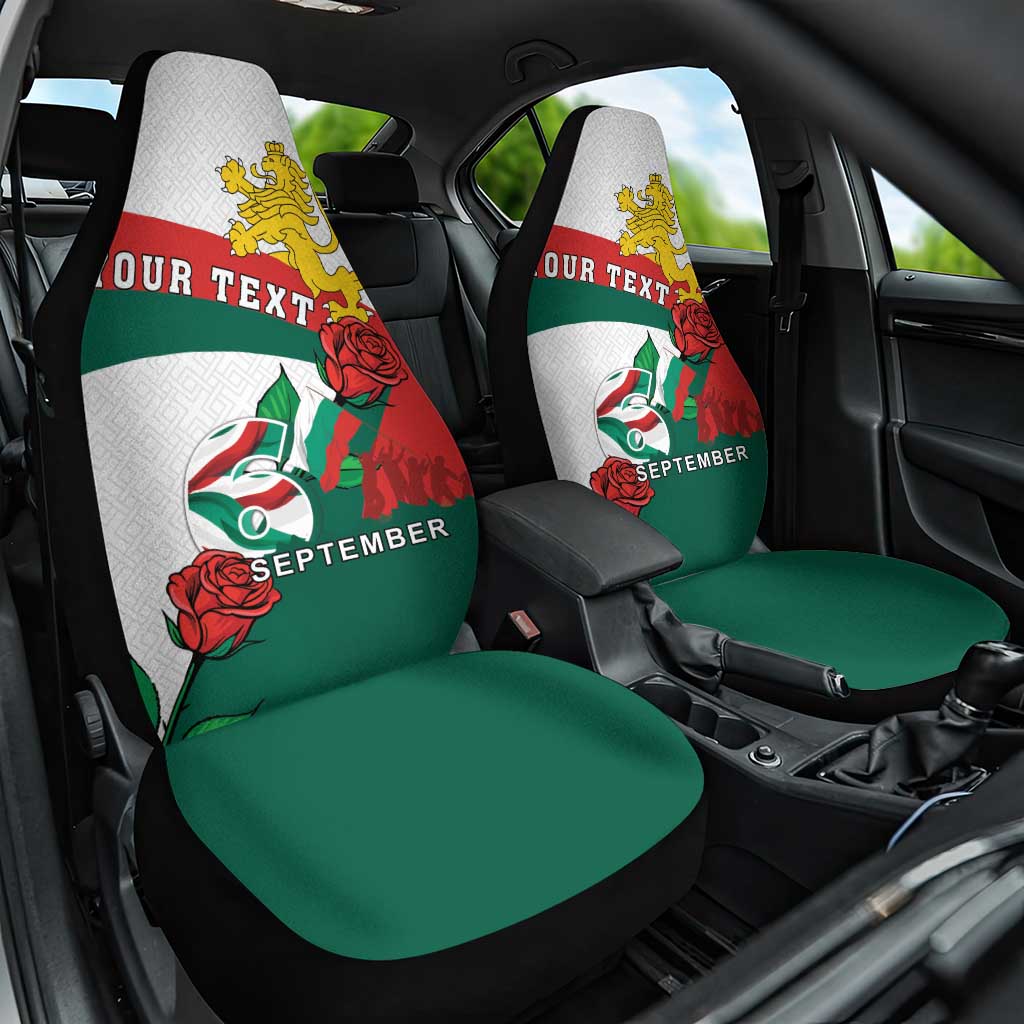 Personalized Bulgaria Unification Day Car Seat Cover Lion Rampant Red Rose