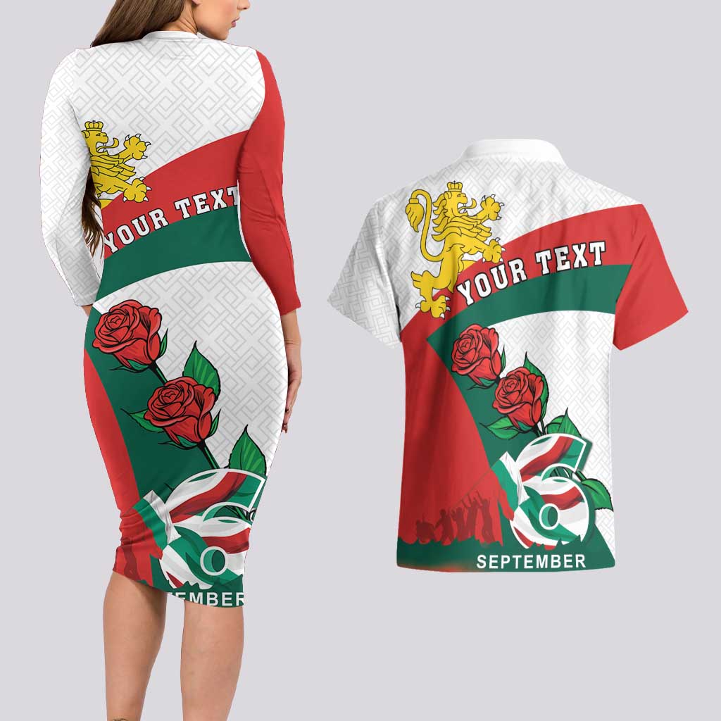 Personalized Bulgaria Unification Day Couples Matching Long Sleeve Bodycon Dress and Hawaiian Shirt Lion Rampant Red Rose