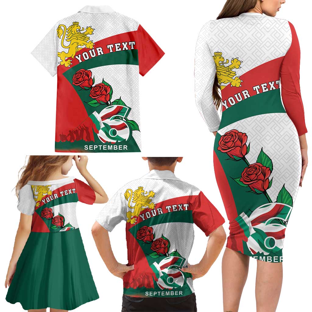 Personalized Bulgaria Unification Day Family Matching Long Sleeve Bodycon Dress and Hawaiian Shirt Lion Rampant Red Rose