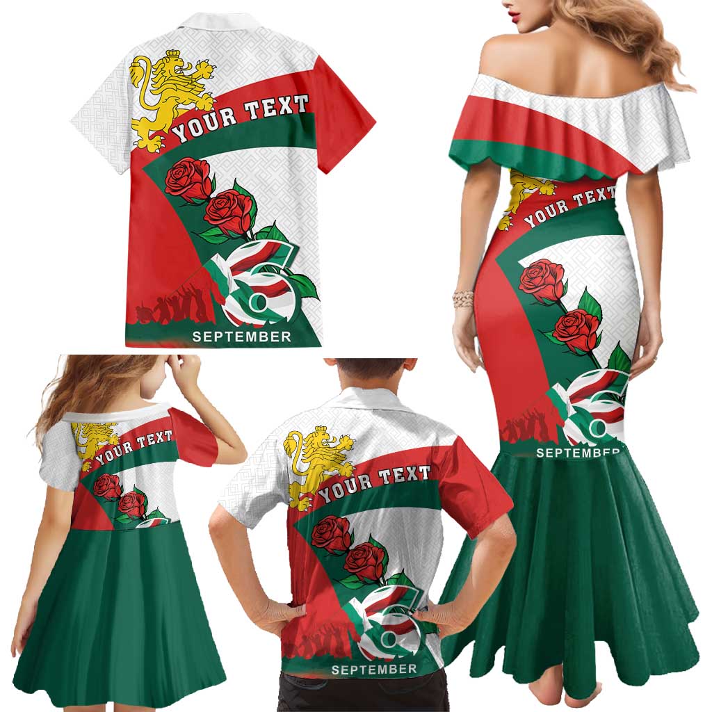 Personalized Bulgaria Unification Day Family Matching Mermaid Dress and Hawaiian Shirt Lion Rampant Red Rose