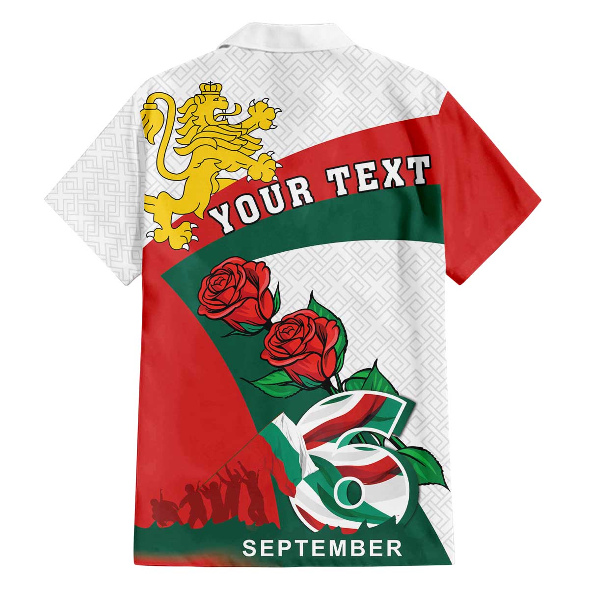 Personalized Bulgaria Unification Day Family Matching Off The Shoulder Long Sleeve Dress and Hawaiian Shirt Lion Rampant Red Rose