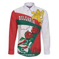 Personalized Bulgaria Unification Day Family Matching Off The Shoulder Long Sleeve Dress and Hawaiian Shirt Lion Rampant Red Rose