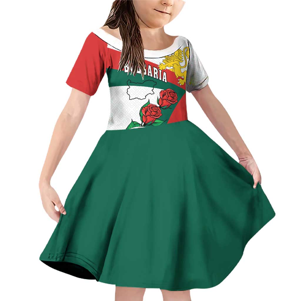 Personalized Bulgaria Unification Day Family Matching Off Shoulder Short Dress and Hawaiian Shirt Lion Rampant Red Rose
