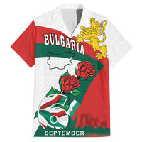 Personalized Bulgaria Unification Day Family Matching Off Shoulder Short Dress and Hawaiian Shirt Lion Rampant Red Rose