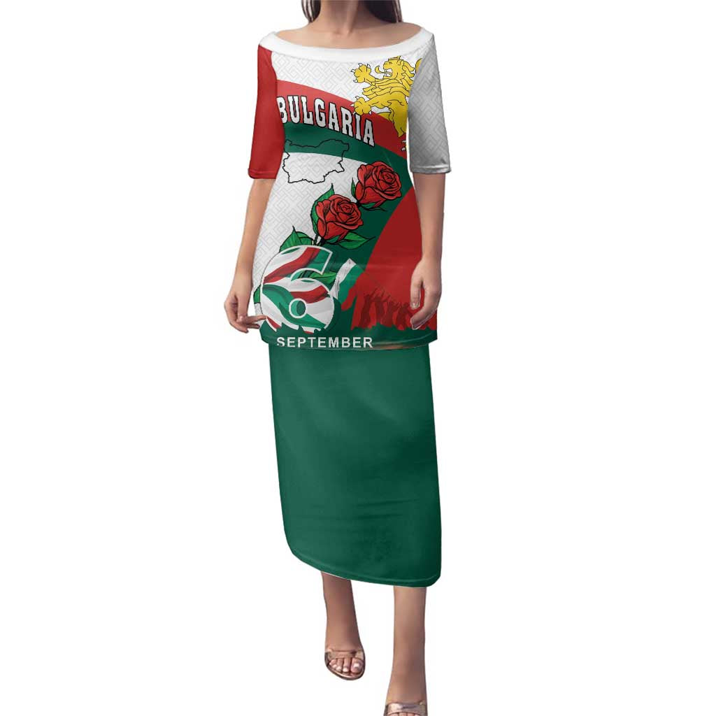 Personalized Bulgaria Unification Day Family Matching Puletasi and Hawaiian Shirt Lion Rampant Red Rose
