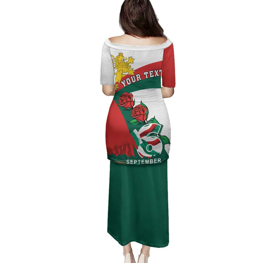 Personalized Bulgaria Unification Day Family Matching Puletasi and Hawaiian Shirt Lion Rampant Red Rose