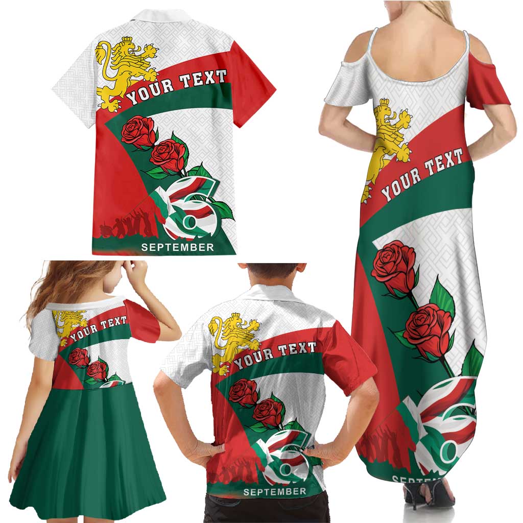 Personalized Bulgaria Unification Day Family Matching Summer Maxi Dress and Hawaiian Shirt Lion Rampant Red Rose