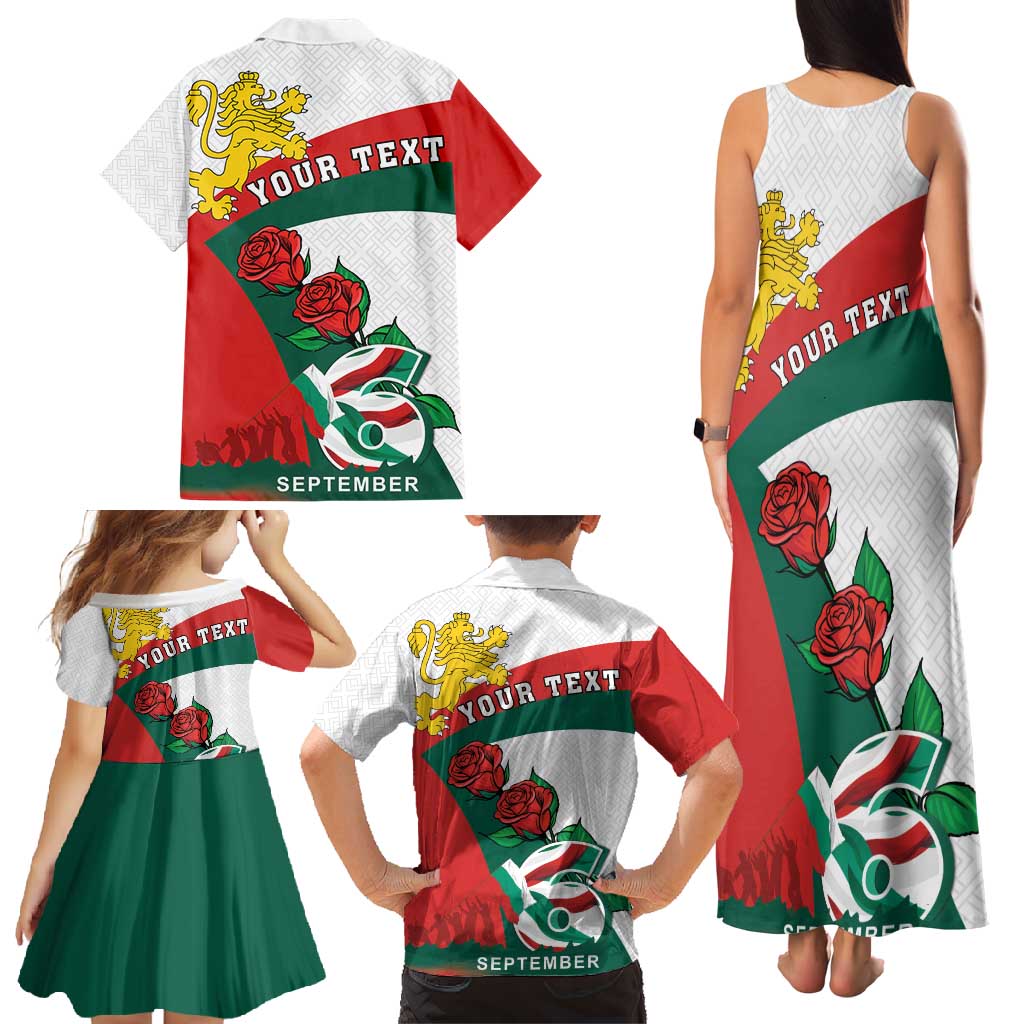 Personalized Bulgaria Unification Day Family Matching Tank Maxi Dress and Hawaiian Shirt Lion Rampant Red Rose