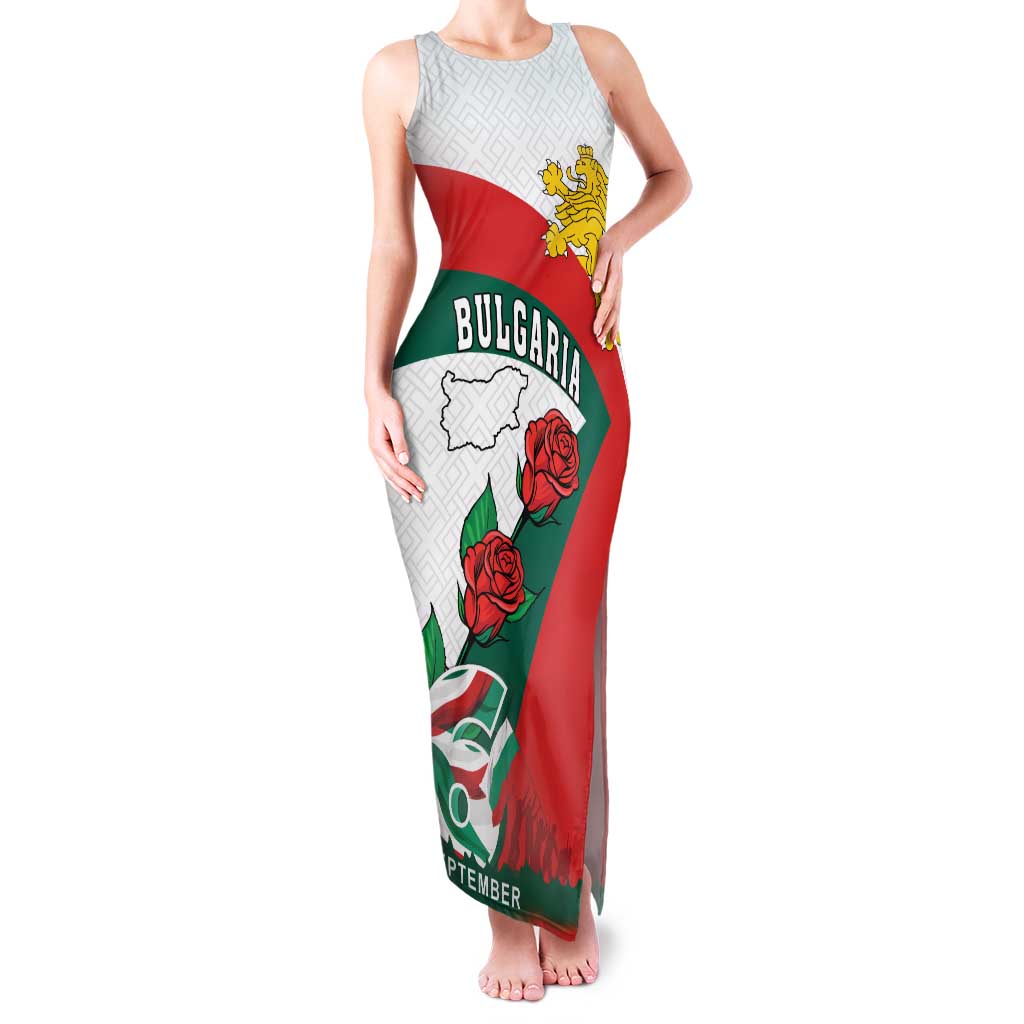Personalized Bulgaria Unification Day Family Matching Tank Maxi Dress and Hawaiian Shirt Lion Rampant Red Rose