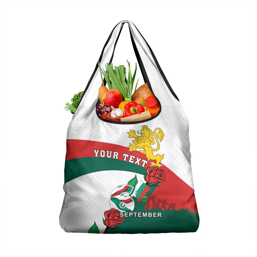 Personalized Bulgaria Unification Day Grocery Bag Lion Rampant Red Rose