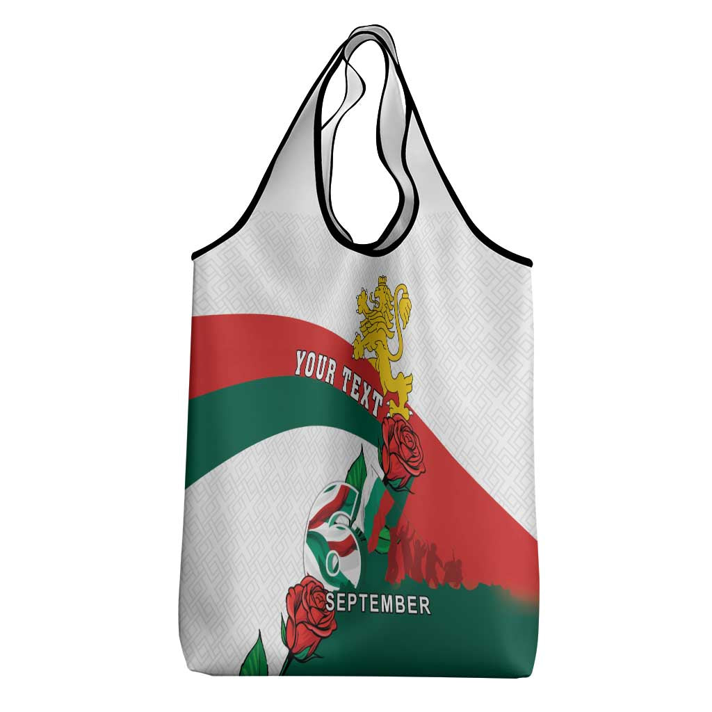 Personalized Bulgaria Unification Day Grocery Bag Lion Rampant Red Rose