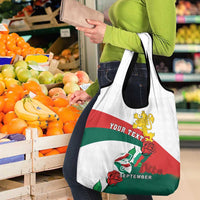 Personalized Bulgaria Unification Day Grocery Bag Lion Rampant Red Rose