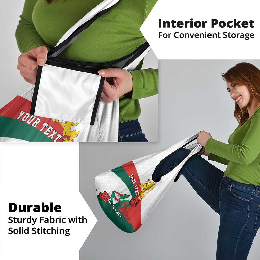 Personalized Bulgaria Unification Day Grocery Bag Lion Rampant Red Rose