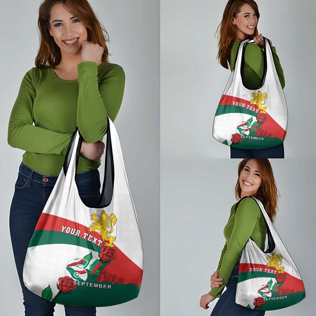 Personalized Bulgaria Unification Day Grocery Bag Lion Rampant Red Rose