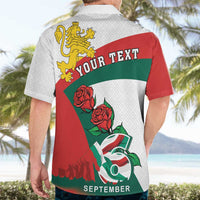 Personalized Bulgaria Unification Day Hawaiian Shirt Lion Rampant Red Rose