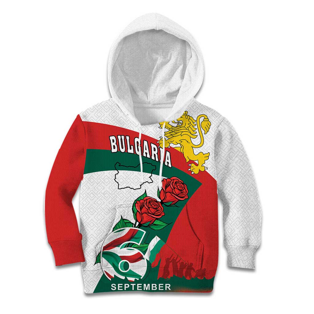 Personalized Bulgaria Unification Day Kid Hoodie Lion Rampant Red Rose