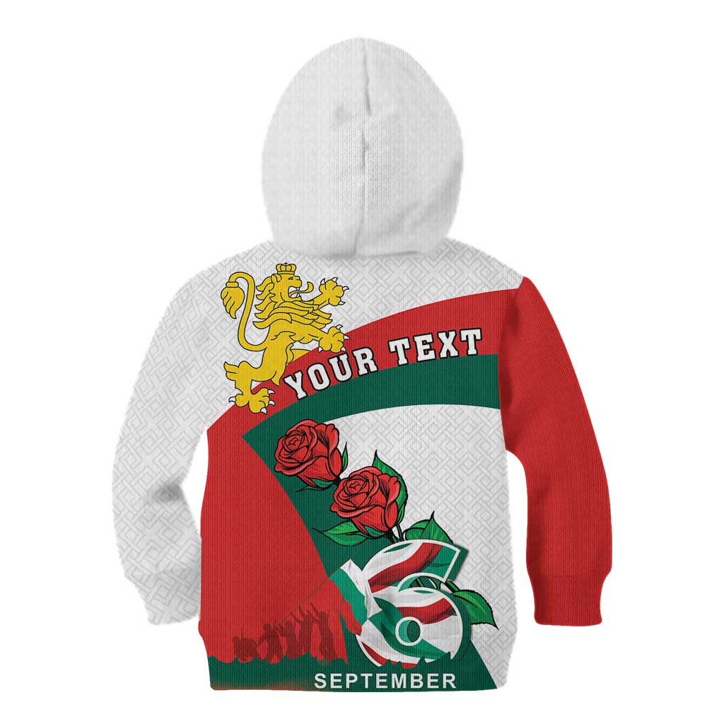 Personalized Bulgaria Unification Day Kid Hoodie Lion Rampant Red Rose