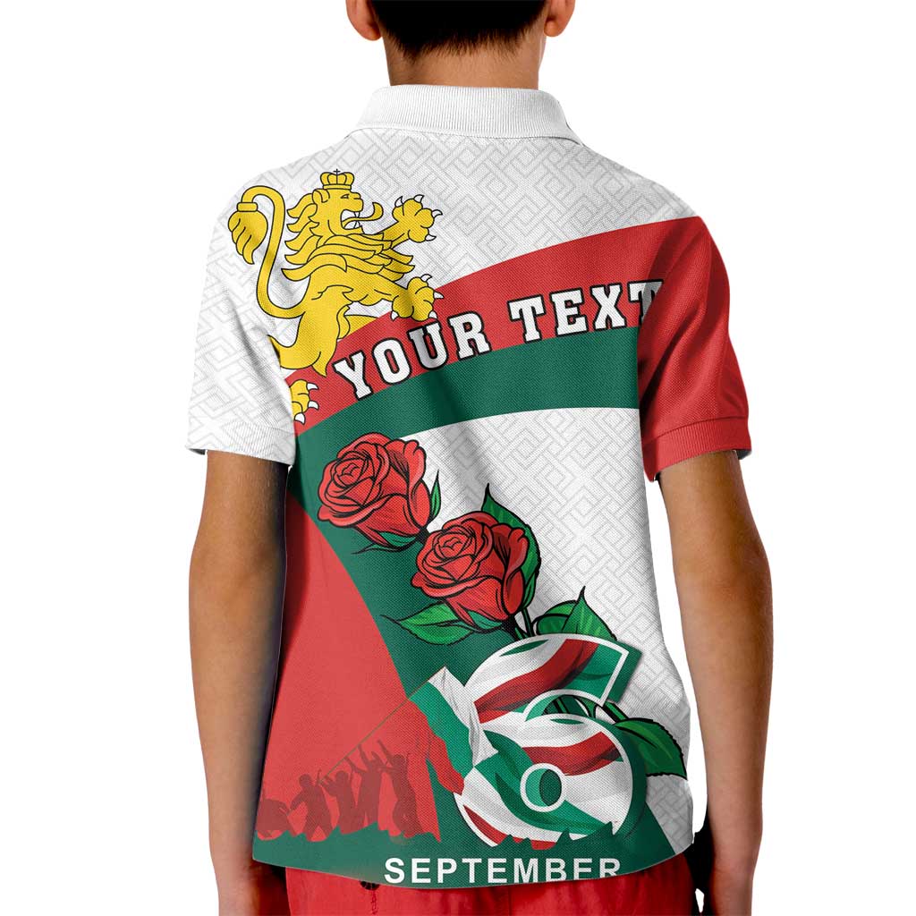Personalized Bulgaria Unification Day Kid Polo Shirt Lion Rampant Red Rose