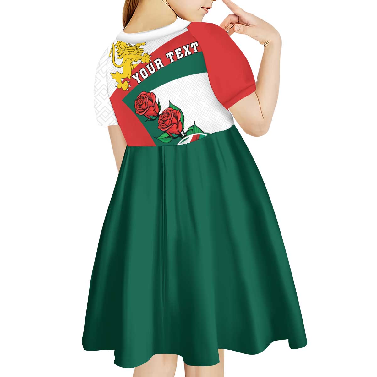 Personalized Bulgaria Unification Day Kid Short Sleeve Dress Lion Rampant Red Rose