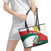Personalized Bulgaria Unification Day Leather Tote Bag Lion Rampant Red Rose