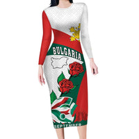 Personalized Bulgaria Unification Day Long Sleeve Bodycon Dress Lion Rampant Red Rose
