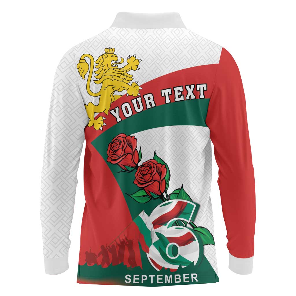 Personalized Bulgaria Unification Day Long Sleeve Polo Shirt Lion Rampant Red Rose