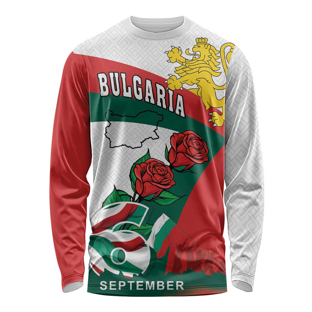 Personalized Bulgaria Unification Day Long Sleeve Shirt Lion Rampant Red Rose