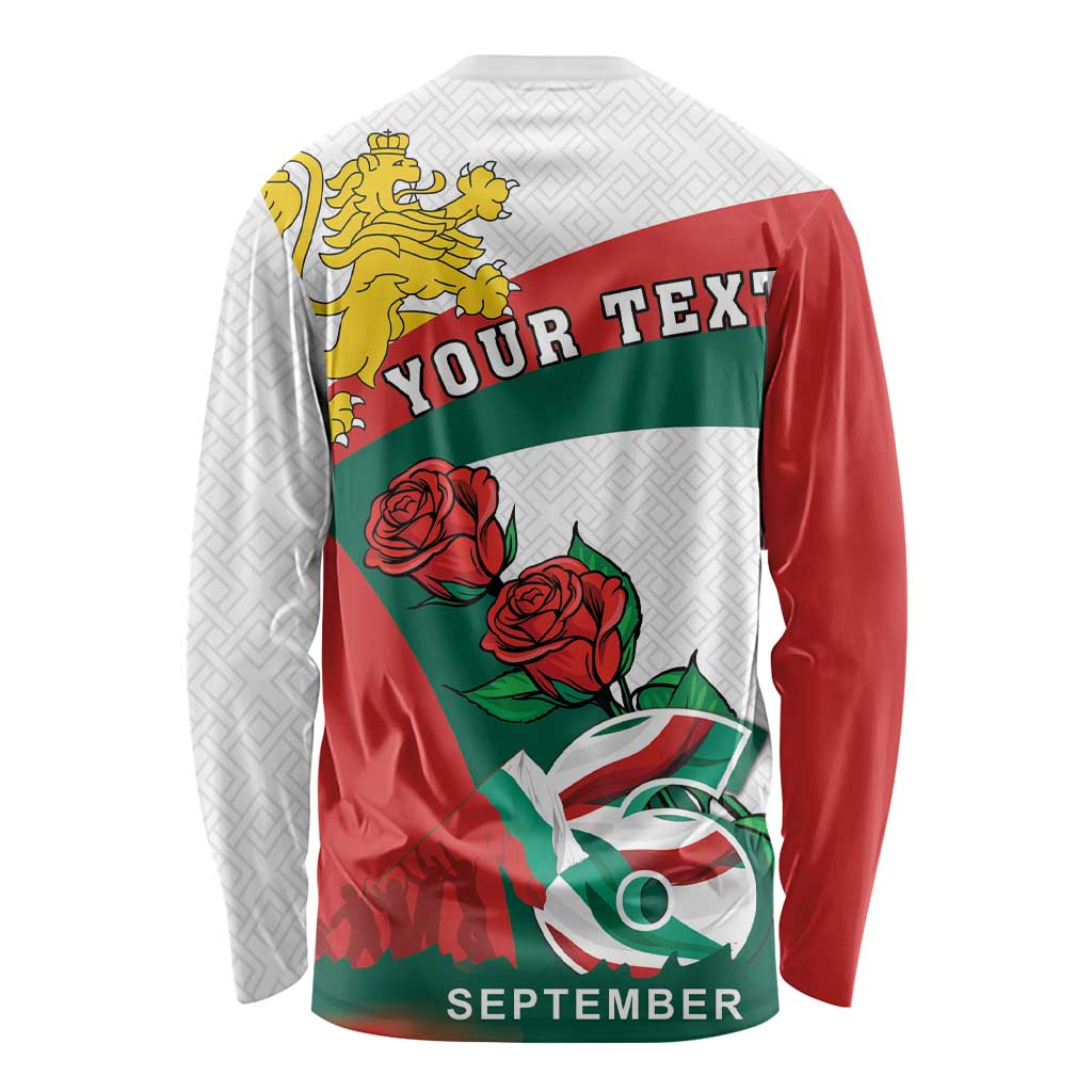 Personalized Bulgaria Unification Day Long Sleeve Shirt Lion Rampant Red Rose