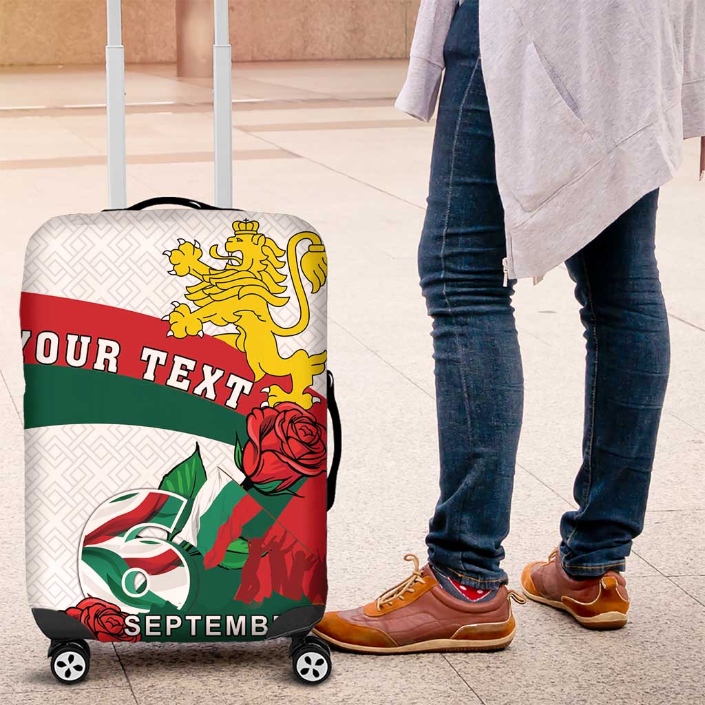 Personalized Bulgaria Unification Day Luggage Cover Lion Rampant Red Rose