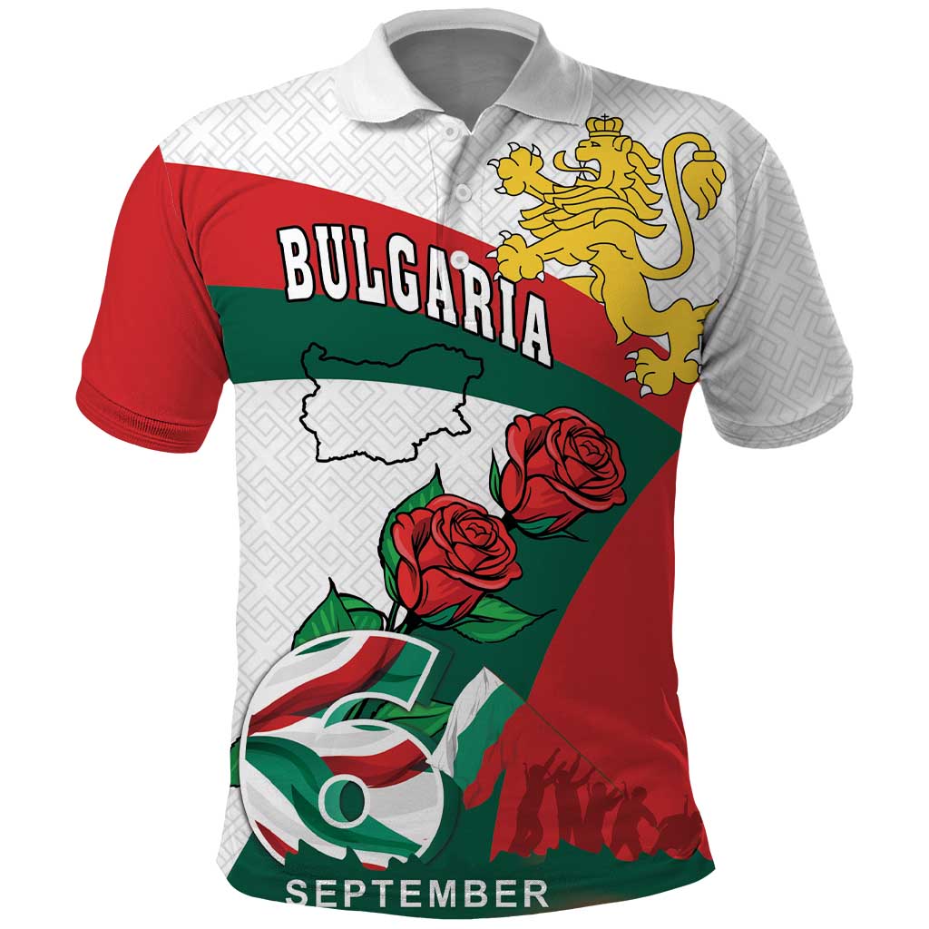 Personalized Bulgaria Unification Day Polo Shirt Lion Rampant Red Rose