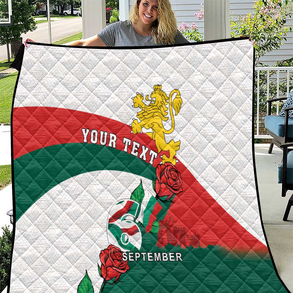 Personalized Bulgaria Unification Day Quilt Lion Rampant Red Rose