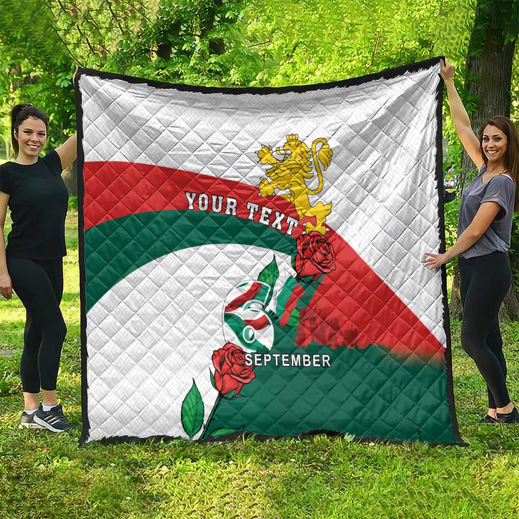 Personalized Bulgaria Unification Day Quilt Lion Rampant Red Rose