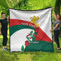 Personalized Bulgaria Unification Day Quilt Lion Rampant Red Rose