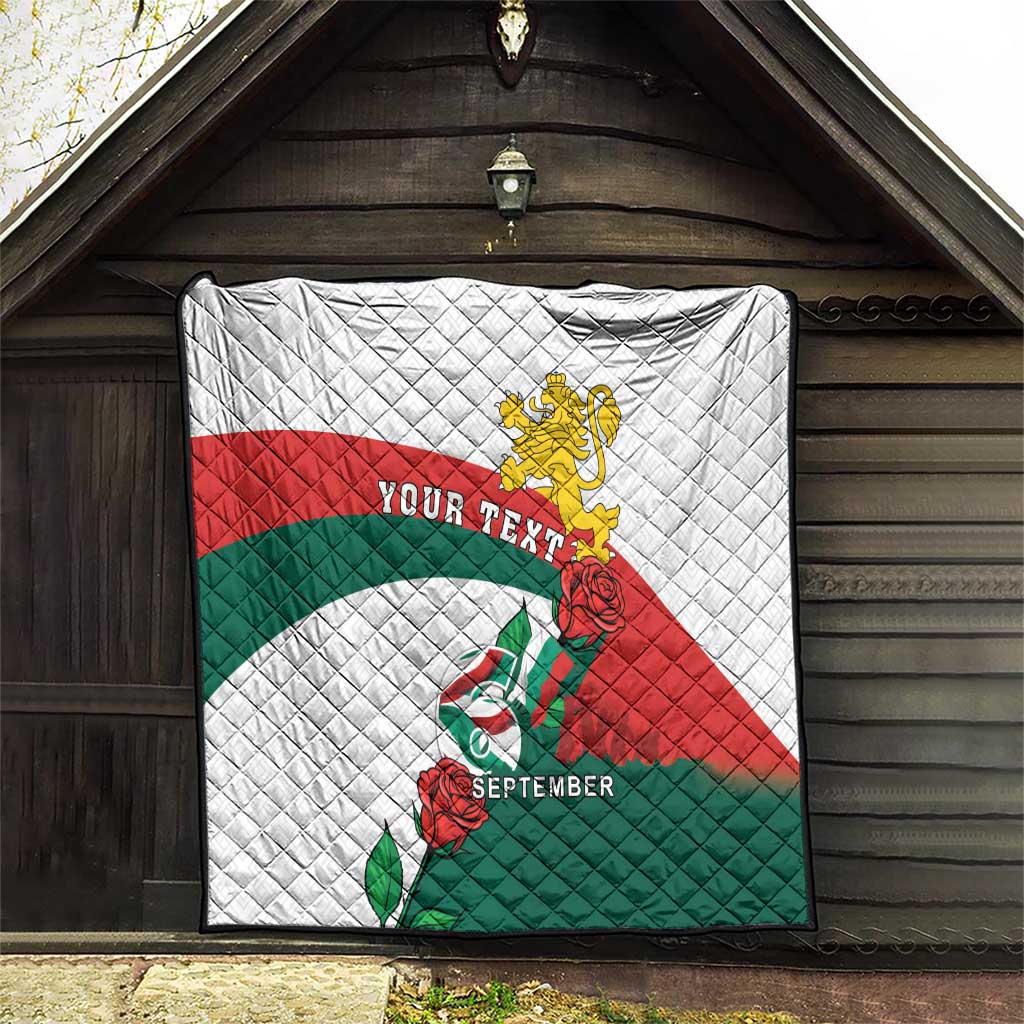Personalized Bulgaria Unification Day Quilt Lion Rampant Red Rose