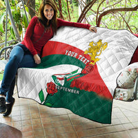 Personalized Bulgaria Unification Day Quilt Lion Rampant Red Rose