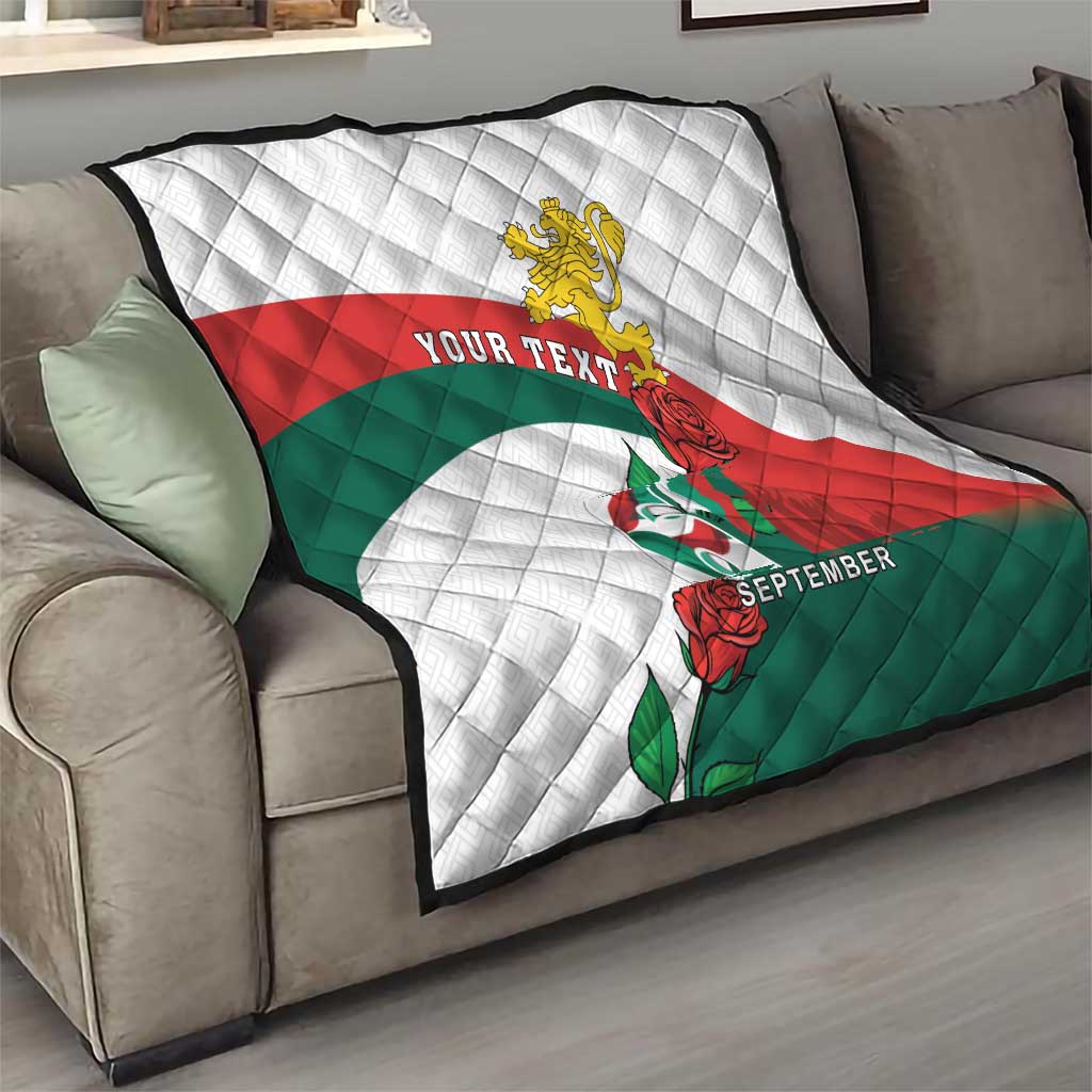 Personalized Bulgaria Unification Day Quilt Lion Rampant Red Rose