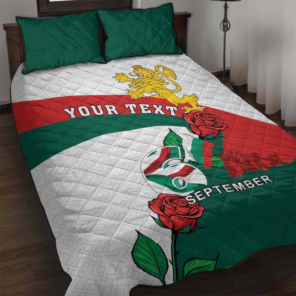Personalized Bulgaria Unification Day Quilt Bed Set Lion Rampant Red Rose