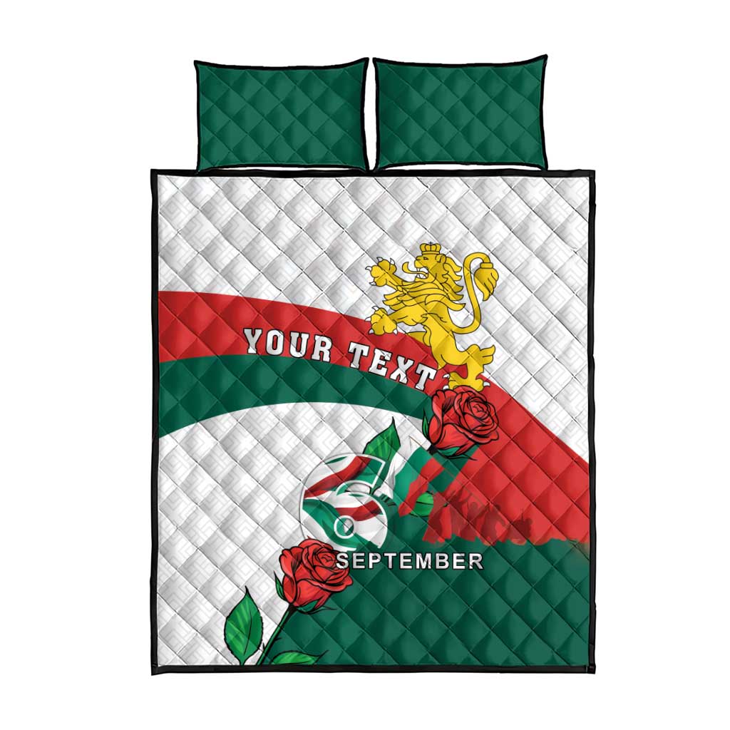 Personalized Bulgaria Unification Day Quilt Bed Set Lion Rampant Red Rose