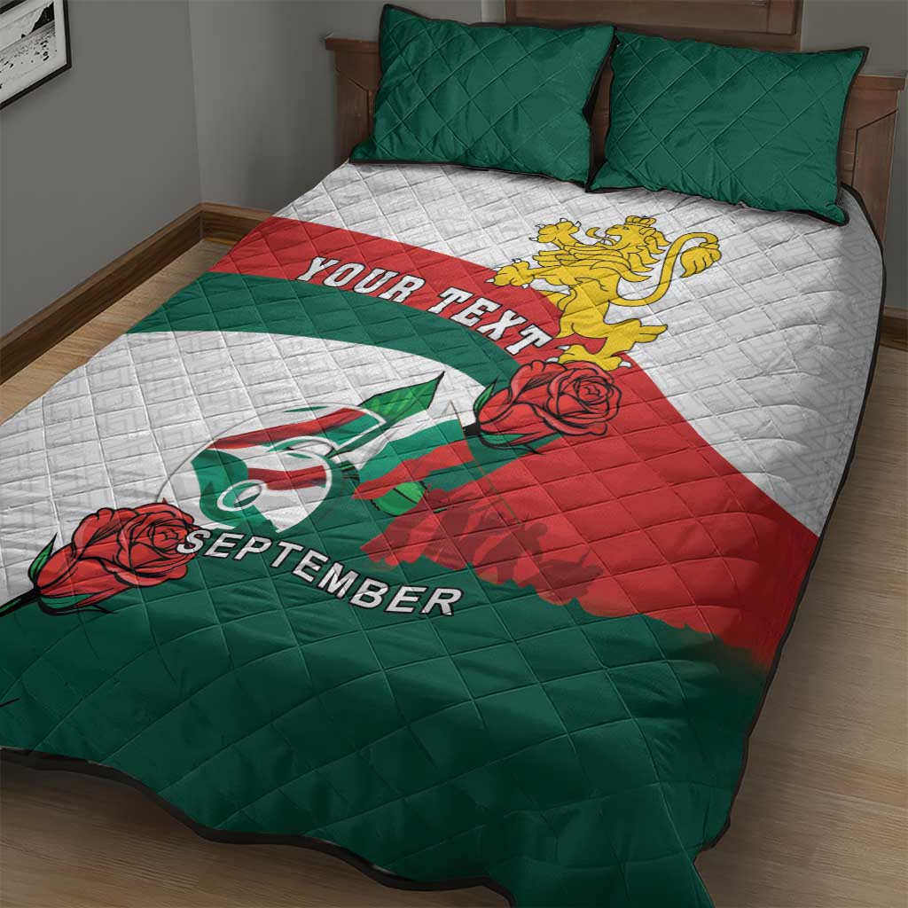 Personalized Bulgaria Unification Day Quilt Bed Set Lion Rampant Red Rose