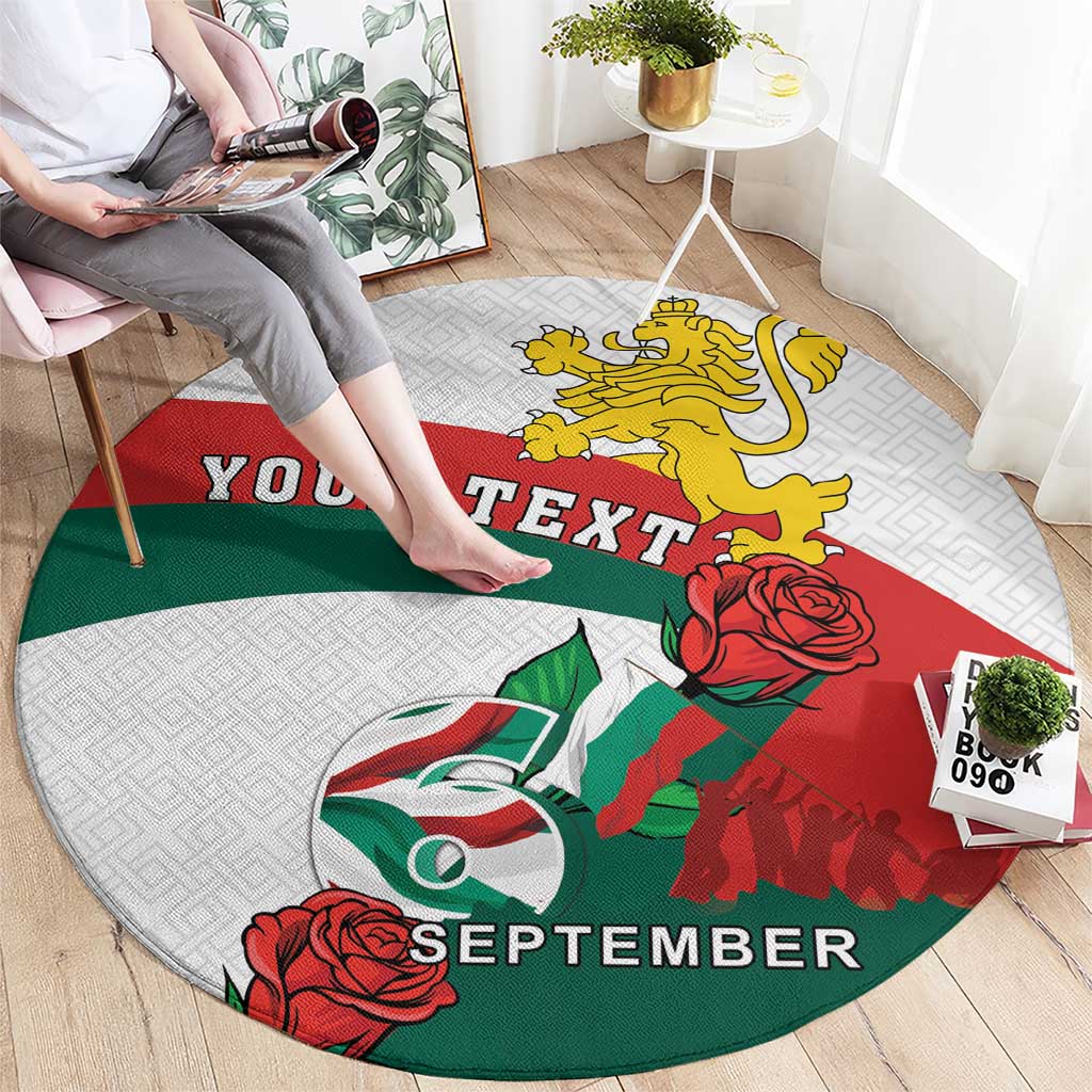 Personalized Bulgaria Unification Day Round Carpet Lion Rampant Red Rose