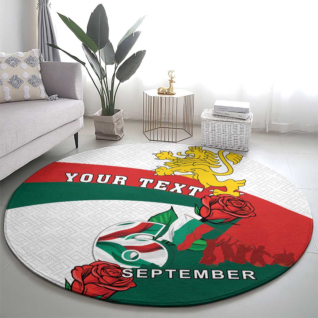Personalized Bulgaria Unification Day Round Carpet Lion Rampant Red Rose