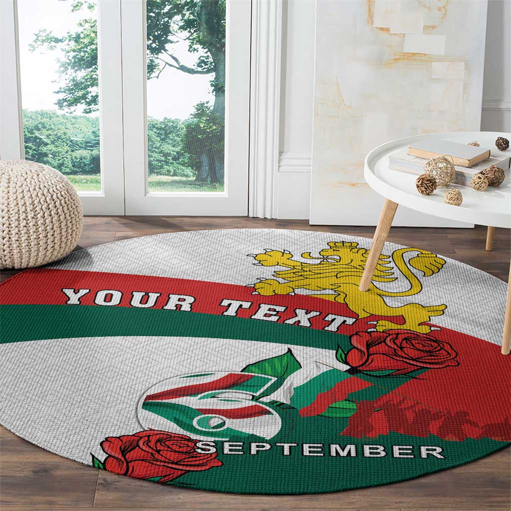 Personalized Bulgaria Unification Day Round Carpet Lion Rampant Red Rose