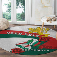 Personalized Bulgaria Unification Day Round Carpet Lion Rampant Red Rose
