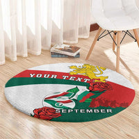 Personalized Bulgaria Unification Day Round Carpet Lion Rampant Red Rose