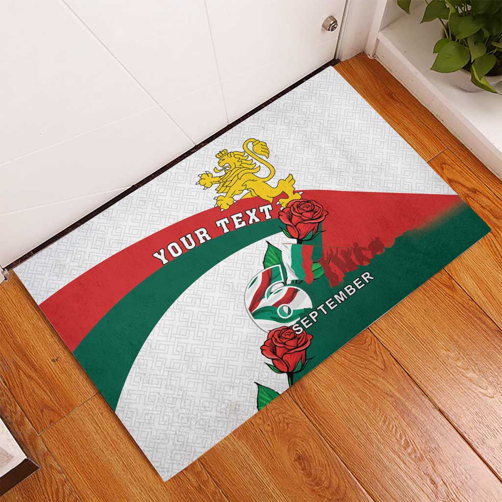 Personalized Bulgaria Unification Day Rubber Doormat Lion Rampant Red Rose