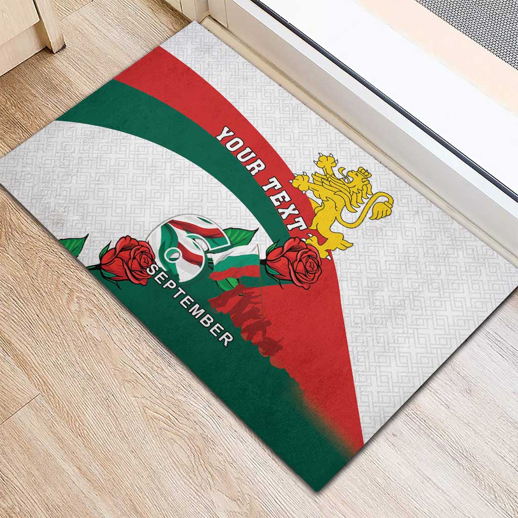 Personalized Bulgaria Unification Day Rubber Doormat Lion Rampant Red Rose